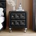 Elegant PU Nightstand with 2 Drawers and Crystal Handle,with Metal Legs