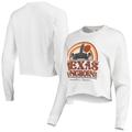 "T-shirt blanc à manches longues pour femmes Texas Longhorns Retro Campus Crop"