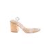 Mix No. 6 Heels: Slip-on Chunky Heel Boho Chic Tan Shoes - Women's Size 8 1/2 - Open Toe