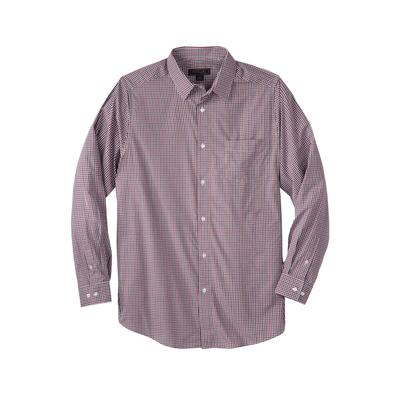 Men's Big & Tall KS Signature Wrinkle-Free Long-Sleeve Dress Shirt by KS Signature in Rich Burgundy Gingham (Size 20 33/4)