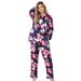 Plus Size Women's The Luxe Satin Pajama Set by Amoureuse in Navy Roses (Size 22/24) Pajamas