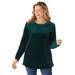 Plus Size Women's Plush Velour Tunic Sweatshirt by Woman Within in Emerald Green (Size 3X)