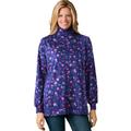 Plus Size Women's Perfect Printed Long-Sleeve Turtleneck Tee by Woman Within in Navy Pretty Floral (Size 2X) Shirt
