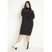 Plus Size Women's Sweater Dress With Sheer Panel by ELOQUII in Black Onyx (Size 26/28)