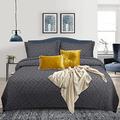 B&B Fabric Embossed Bedspread Single Size 185 x 240 cm Bed Throws Quilted Bedspreads Quilted - Maple Bedspread Coverlets & Sets + 2 Pillow Shams Quilt Bed Cover for Bedroom Décor - Grey