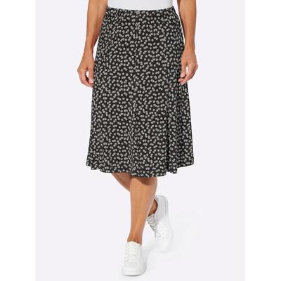 Jerseyrock CLASSIC, Damen, Gr. 44, schwarz-weiß (schwarz, weiß, bedruckt), 95% Polyester, 5% Elasthan, gemustert, mehrfarbig, geblümt, bedruckt, knielang, Röcke Image