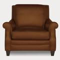 Club Chair - Eleanor Rigby Gabriella 41" W Club Chair Wood/Genuine Leather in Blue/Brown | 38 H x 41 W x 41 D in | Wayfair GABR-10-ROD-BAYO-NUT