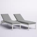 Shore Set of 2 Outdoor Patio Aluminum Chaise w/ Cushions by Modway Metal in Gray | 19.5 H x 25 W x 76 D in | Wayfair EEI-2737-SLV-GRY-SET