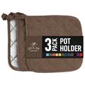 Zulay Kitchen 3-pack Pot Holders For Kitchen Heat Resistant Cotton in Brown | Wayfair Z-PTHLDR-3PCK-CHCLT