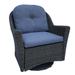 Northlight Seasonal Outdoor Gliding Wicker Chair w/ Cushions in Black/Blue | 34 H x 23 W x 22 D in | Wayfair NORTHLIGHT CW94987