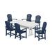 POLYWOOD® Palm Coast 7-Piece Outdoor Dining Set w/ Trestle Legs Plastic in White/Blue | Wayfair PWS299-1-10478