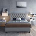 Canora Grey Salerno Linen Tufted Platform Storage Bed Frame Upholstered/Linen in Gray/White | Full/Double | Wayfair