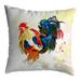 East Urban Home Colorful Rooster Indoor/Outdoor Square Throw Cushion Polyester/Polyfill blend | 18 H x 18 W x 6 D in | Wayfair