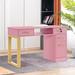 Latitude Run® Sakaye Nail Desk w/ Locking Drawer & Cabinet Wood in Pink/Yellow | 30 H x 47.2 W x 19.7 D in | Wayfair