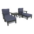 Highwood USA Bespoke Deep Seating Chaise Set w/ Outdoor Side Table Jet Black CGE Plastic in Blue/Black | Wayfair AD-DSSC04-NB-BKE