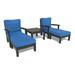 Highwood USA Bespoke Deep Seating Chaise Set w/ Outdoor Side Table Jet Black CGE Plastic in Blue/Black | Wayfair AD-DSSC04-CB-BKE