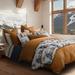 Loon Peak® Naciye White Blue Copper Forest Print Cabin Lodge Rustic Cotton Comforter Set Cotton | Queen Comforter | Wayfair