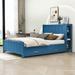 Red Barrel Studio® Clotell Full Size Wood Platform Bed w/ Drawers & Storage Shelves Wood in Blue | 50 H x 56 W x 87 D in | Wayfair