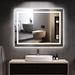 Wade Logan® Brealeigh Frameless Dimmable LED Light Anti Fog Memory Function Wall Mount Bathroom Vanity Mirror in White | 36 H x 28 W in | Wayfair