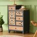 Red Barrel Studio® Fienley Farmhouse 30.6" Tall 1-Door Carved Wood Accent Chest w/ 5-Drawers, Rich Brown in Black/Brown/Green | Wayfair