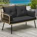 Beachcrest Home™ Boscobel 44.9" Wide Outdoor Reversible Loveseat w/ Cushions Wicker/Rattan in Black | 31.1 H x 44.9 W x 21.7 D in | Wayfair