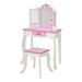 Viv + Rae™ Kutz Sweethearts Print Gisele Vanity, Pink Wood/Manufactured Wood in Brown/Pink/White | 39 H x 26 W x 13 D in | Wayfair