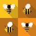 Gracie Oaks Eklavya Bee Icons Flat Design w/ Long Shadow On Canvas by Arunna Graphic Art Canvas in Black/Orange/Yellow | Wayfair