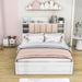 Latitude Run® Flecia Queen Size Platform Bed w/ Storage Headboard, Shelves & 4 Drawers & Upholstered/ in White | 48 H x 63 W x 91 D in | Wayfair