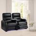 Latitude Run® 64.5" Wide Leather Home Theater Seating Chair w/ Cup Holder Set of 2 Faux Leather in Black | 43 H x 64.5 W x 35 D in | Wayfair