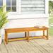 Red Barrel Studio® Amabelle Wooden Garden Outdoor Bench Wood/Natural Hardwoods in Brown/White | 17.7 H x 59.1 W x 13.8 D in | Wayfair