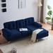 Blue Sectional - Mercer41 Reindeau 83" Sectional Sofas Couches Velvet L-Shaped Couches for Living Room Velvet | 34.2 H x 83 W x 54.3 D in | Wayfair