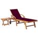 Red Barrel Studio® Outdoor Teak Chaise Lounge w/ Table Wood/Solid Wood in Brown/White | 23.4 W x 76.8 D in | Wayfair
