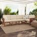 Winston Porter Outdoor Patio Sofa w/ Cushions Wood/Natural Hardwoods in Brown | 34 H x 25 D in | Wayfair EF366FEF5B1B4E3D839C04D5970DA228