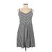 Universal Thread Casual Dress - A-Line V Neck Sleeveless: Gray Chevron/Herringbone Dresses - Women's Size Medium