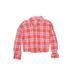 Wonder Nation Long Sleeve Button Down Shirt: Pink Plaid Tops - Kids Girl's Size X-Large