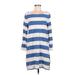 J.Crew Casual Dress - Shift Boatneck 3/4 sleeves: Blue Stripes Dresses - Women's Size Medium