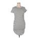 Heart & Hips Casual Dress - Bodycon High Neck Short sleeves: Black Stripes Dresses - New - Women's Size X-Large