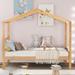 House Bed Creativity Wood House Bed, No Box Spring Needed Wood Platform Bed Frame with Apex Roof for Toddler Kids Boys Girls