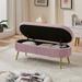 Storage Ottoman Bench for Bedroom Velvet Ottoman with Storage Upholstered Footstool with Button-Tufted & Safety Hinge