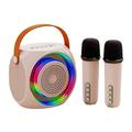 Moyic Mini Karaoke Machine for Kids Portable Bluetooth Karaoke Speaker with 2 Wilreless Microphones Pink
