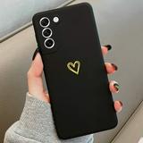 Mobile Phone Accessories Heart Mobile Phone Housings TPU Cover Phone Case Cute Hollow Gold For Samsung A52S S22 Iphone 13 BLACK S22