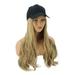 Women Hair Wig One-Piece Hat Wig Long Curly Hair Wig Fashion Elegant Hairpiece with Casual Fashionable Hair Extension with Hat (Mixed Golden)