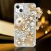 iPhone 14 Plus Case Women Luxury 3D Bling Shiny Rhinestone Diamond Crystal Pearl Handmade Pendant Iron Tower Pumpkin Car Flowers Soft Protective Anti-Fall Case for iPhone 14 Plus