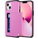 For iPhone 13 Case iPhone 14 Case Card Holder Wallet for IDs License Card Slot Protective Shockproof Dual Layer PC Shell + TPU Rubber Cover Cell Phone Case for Apple iPhone 13 iPhone 14 Pink