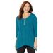 Plus Size Women's Metallic Dot Shark Bite Top by Catherines in Deep Teal (Size 1X)
