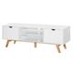 HOMCOM Scandi Style TV Stand With 2 Cupboards 2 Shelves White With Wood Legs