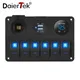DaierTek RV Waterproof Switch Panel 6Gang 12V Rocker Switch Panel Car with USB Cigarette Lighter
