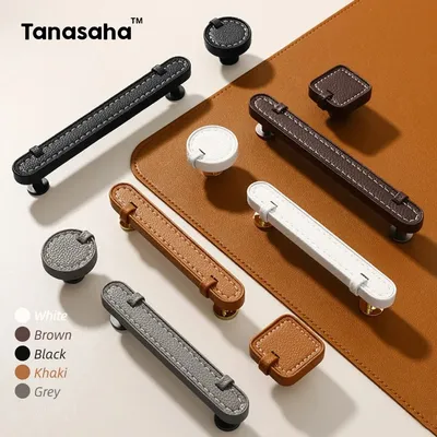 Leather Kitchen Cabinet Handles for Furniture Cupboard Door Handle Wardrobe Door Knob and Handle Dress Drawer Knobs Hardware