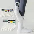 New Cotton Breathable Mid-calf Colorful Striped Anti-slip Yoga Socks Pilates Socks Indoor Gym Dance