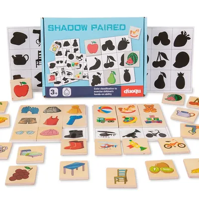 Frühe pädagogische Montessori Schatten passende Holzpuzzle Kinder Obst Kleidung Erkenntnis Spielzeug Image
